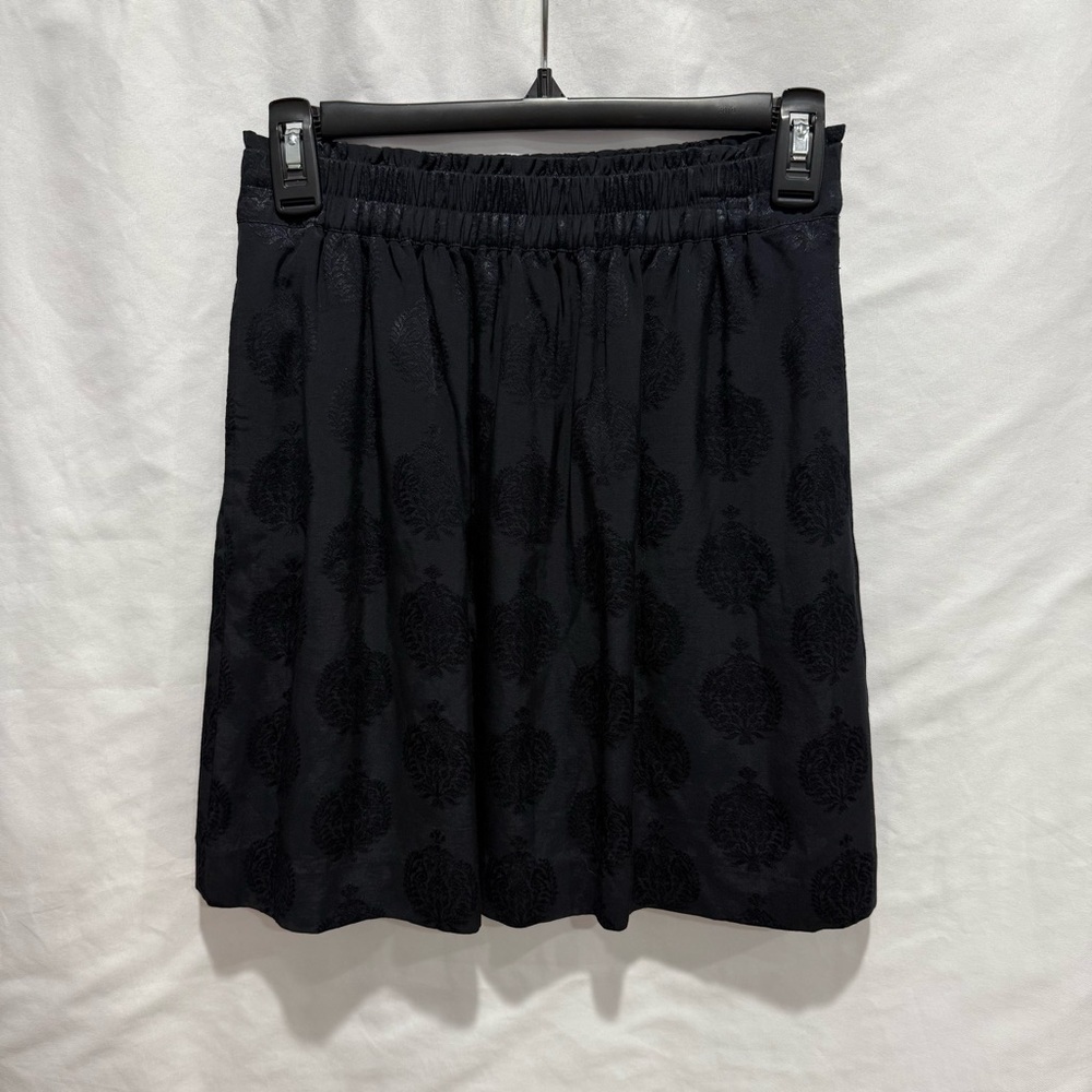 LOFT Skirt Jacquard Pattern Elastic Waist‎ Pockets Baroque Victorian Goth Vamp